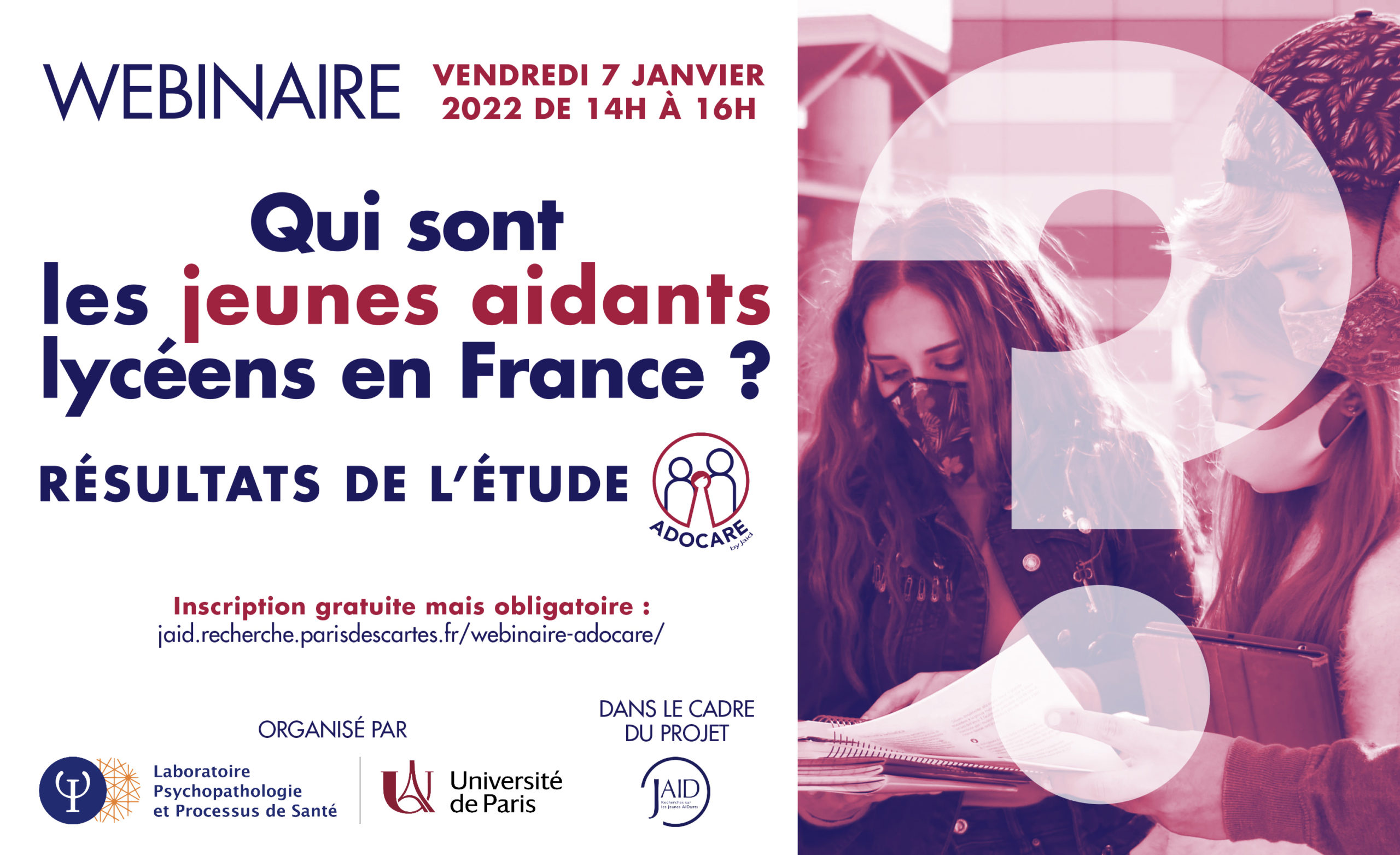 Webinaire du 7 janvier 2022 – Qui sont les jeunes aidants lycéens en France ?